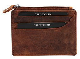 Leonardo Verrrelli Real Leather Card Case med RFID -beskyttelse, Cognac