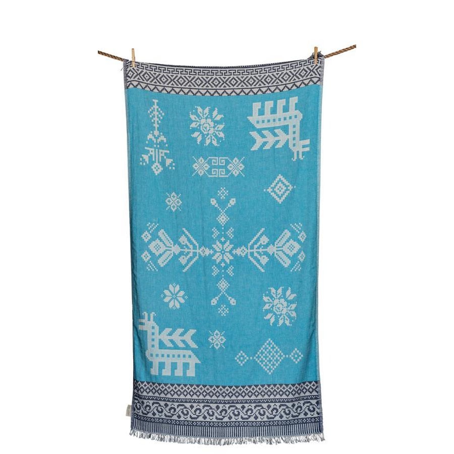 BEACH TOWEL KENTIMA TURQUOISE & NAVY BLUE