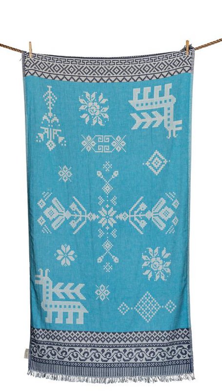BEACH TOWEL KENTIMA TURQUOISE & NAVY BLUE