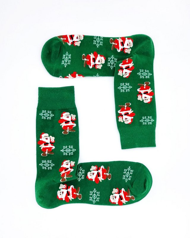 Socks - Green with Santa Claus ADULTS & KIDS