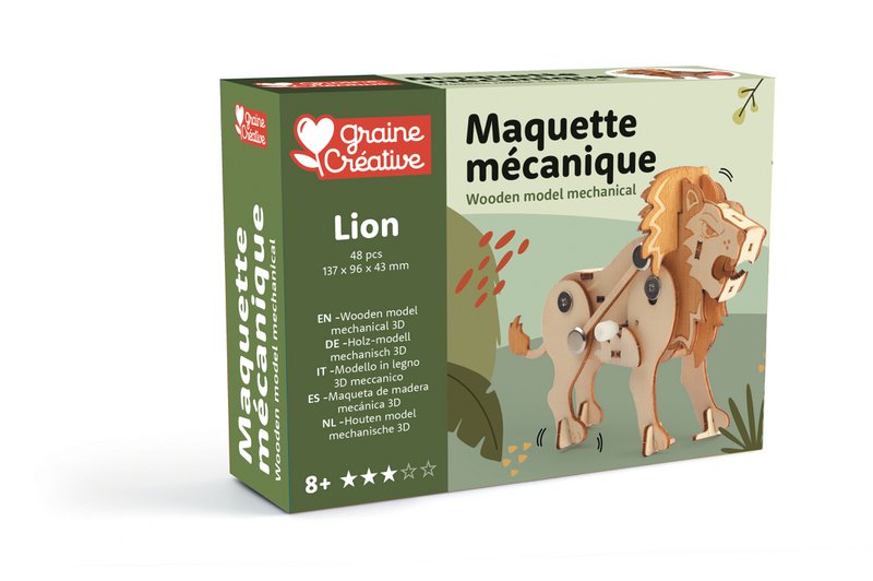 WOODEN MODEL 3D MECHANICAL LION