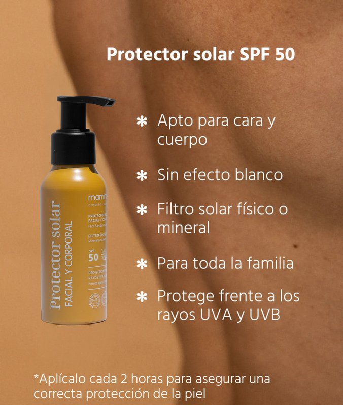 Protector Solar Natural - Facial Y Corboral - SPF 50 - 100 ml.