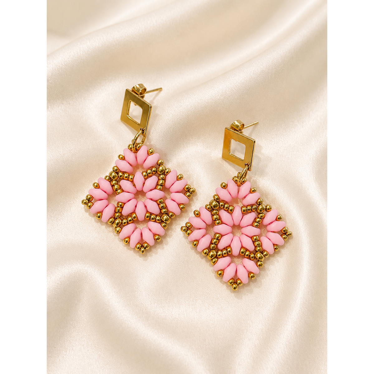 Ohrringe-Duo-Set rosa und grün