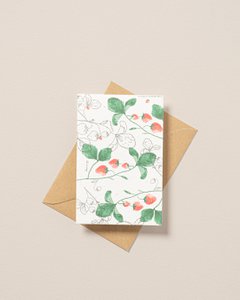 Plantabele ansichtkaart met illustratie aardbeien