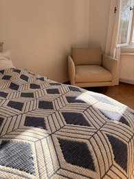 Muslin blanket - blue and white - 2.20 x 2.50 m