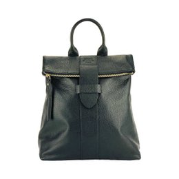 RB1021A | Soft women's backpack in genuine leather Made in Italy with adjustable shoulder straps. Zipper and accessories in shiny gold metal - Black color - Dimensions: 30 x 34 x 10.5 cm