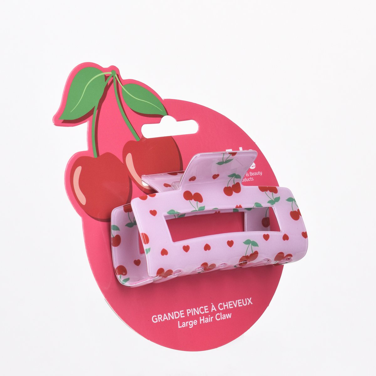 HAIR CLIP – PINK CHERRY PATTERN