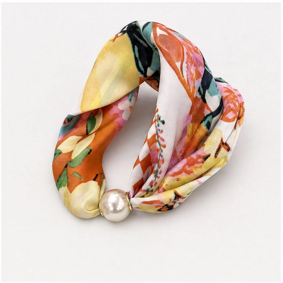 HS Pearl Scarf Satin Print Flowers - Multiple Prints