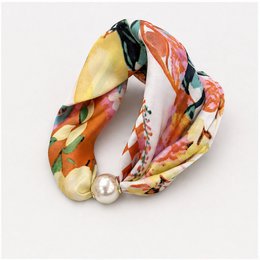 HS Pearl Scarf Satin Print Flowers - Multiple Prints