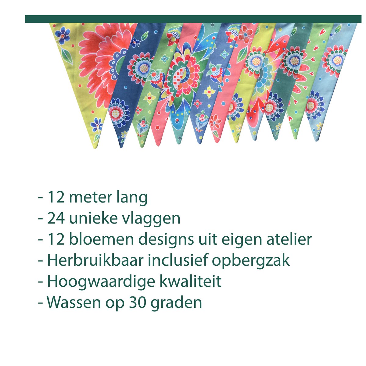 Stoffgirlande Blumen XL - Stoffflaggen - Partygirlande