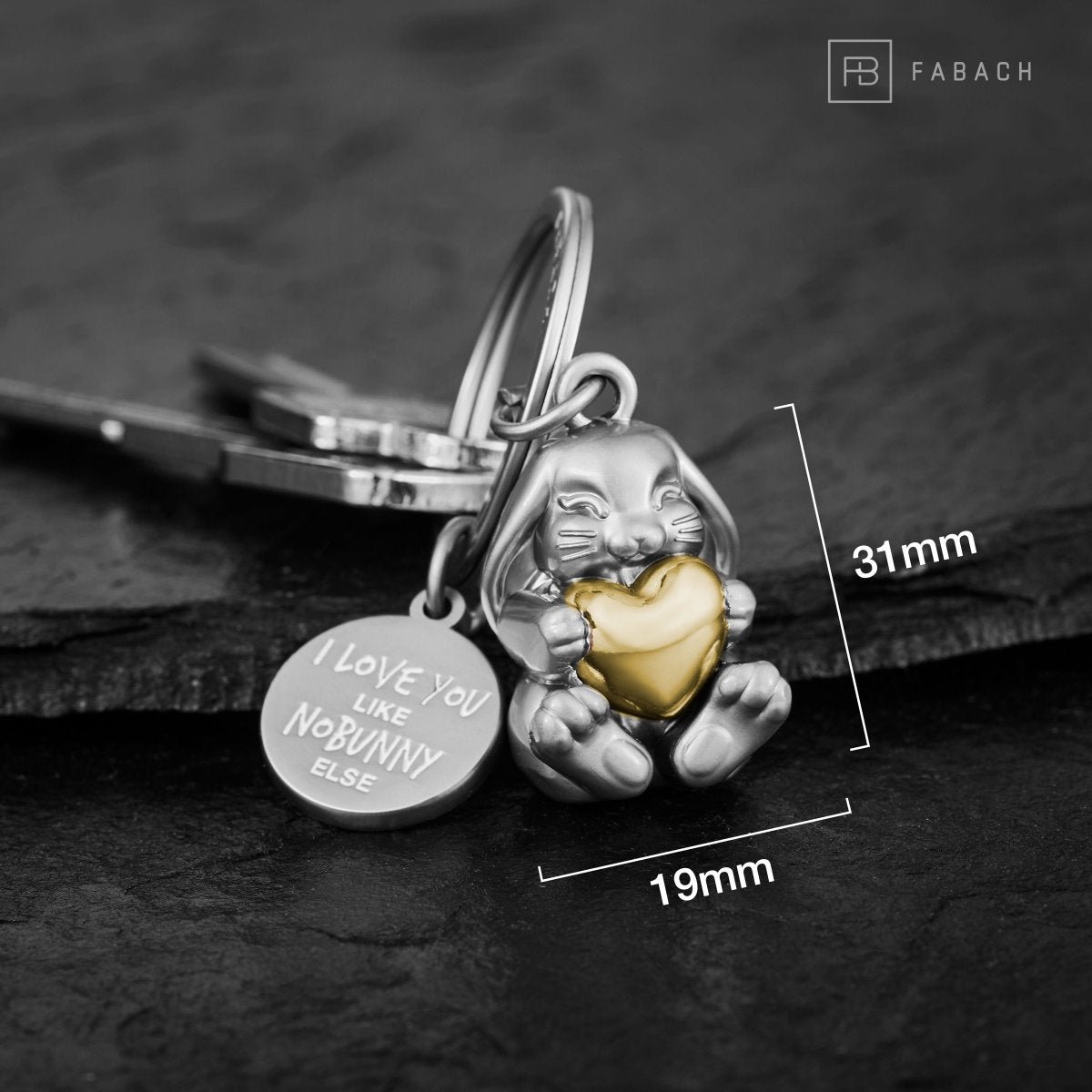 "I love you like nobunny else" rabbit keychain "Bunny" with engraving - loving lucky charm with heart