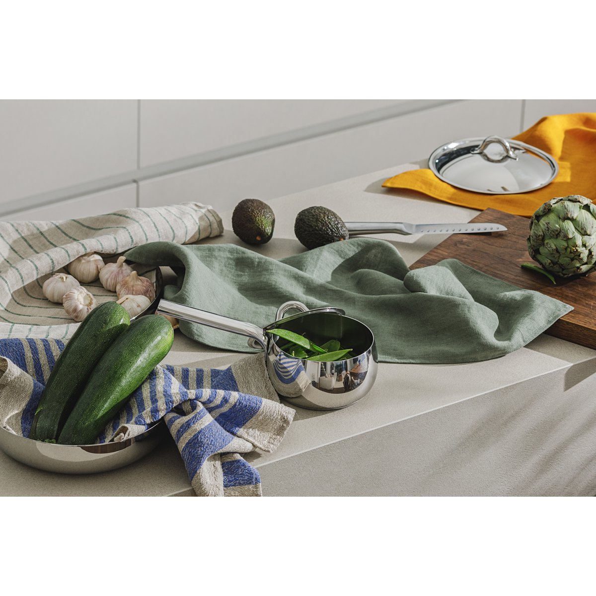 Paño de cocina / Verde musgo nórdico, 100% lino