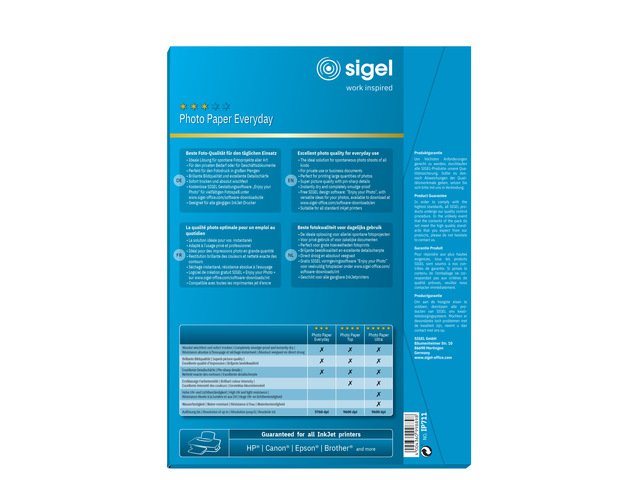 Carta fotografica Inkjet Sigel A4 Everyday+ 200 g/m² bianca 50 fogli lucidi