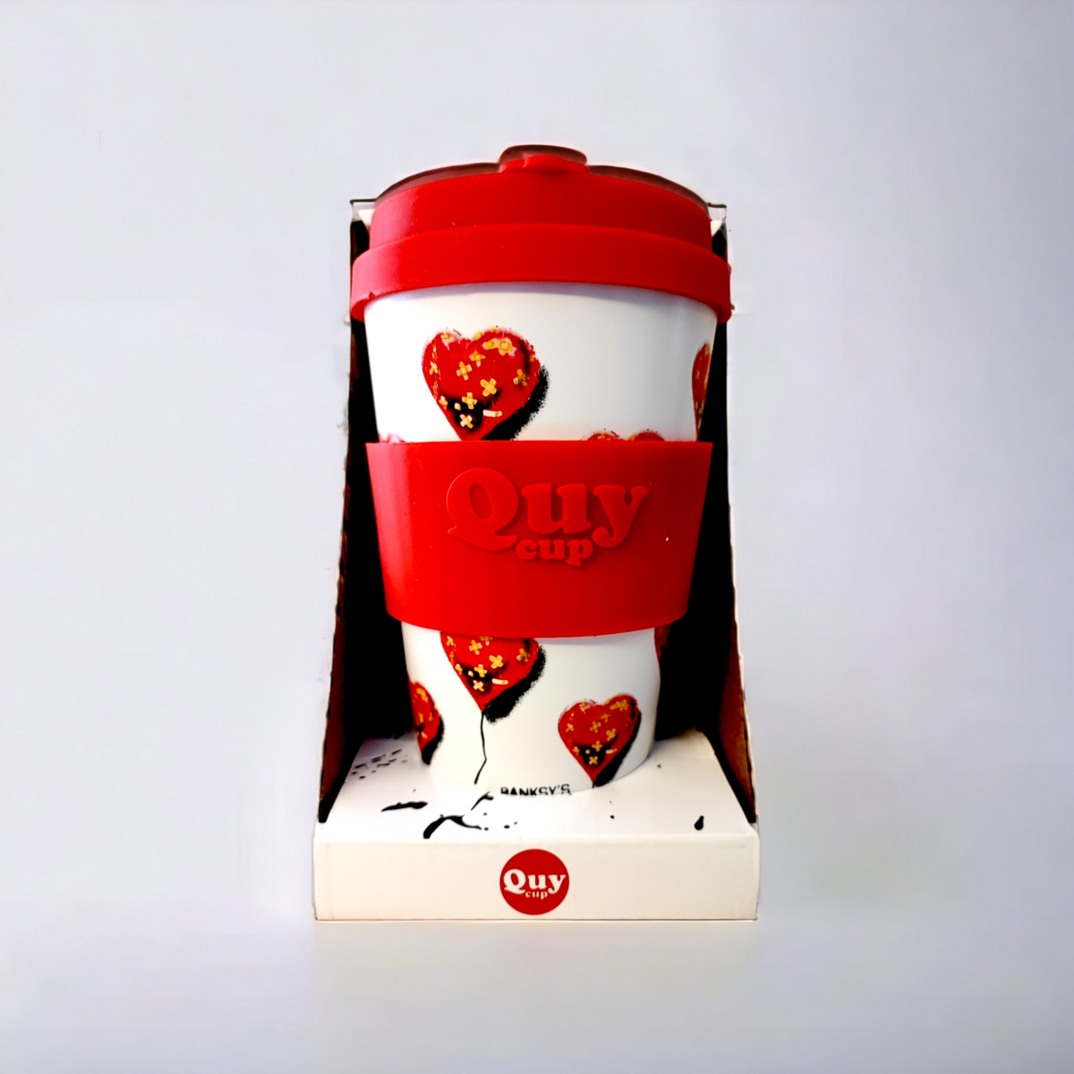 Taza de viaje Banksy en RPET 400 ml - Corazón vendado