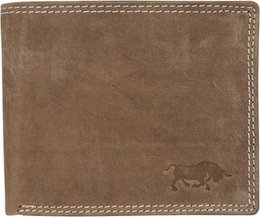 Arrigo men's wallet in Billfold model of cognac-colored buffalo leather