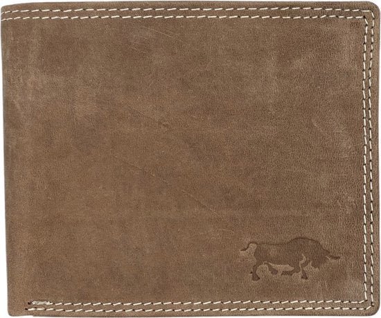 Arrigo men's wallet in Billfold model of cognac-colored buffalo leather