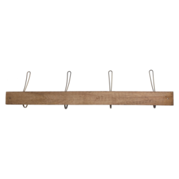 Iron and wooden hanger with 4 hooks 73 x 10 x 16 h cm