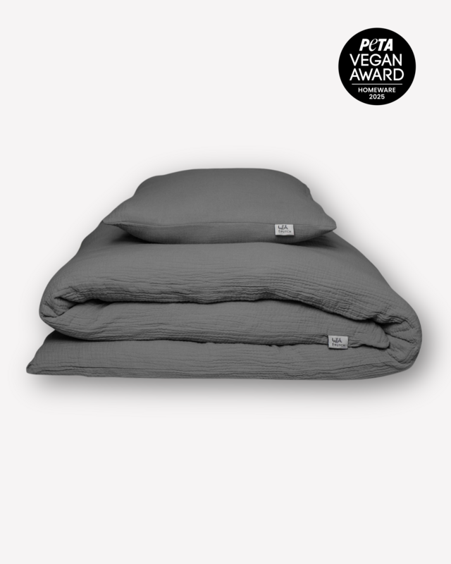 Muslin bed linen “Eliane” • Anthracite
