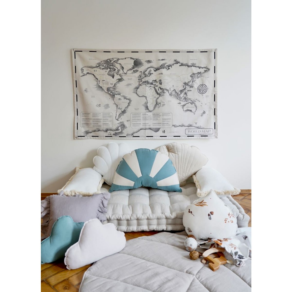 Cotton world map for children "Civilisational achievements"