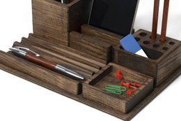 Houten bureau-organizer, donkerhouten bureau-organizer