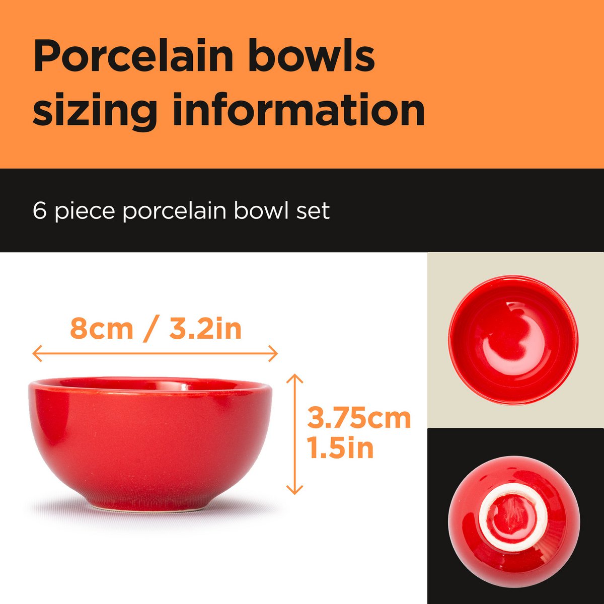 Zestaw 6 małych dekoracyjnych misek porcelanowych, styl Matrix 8cm