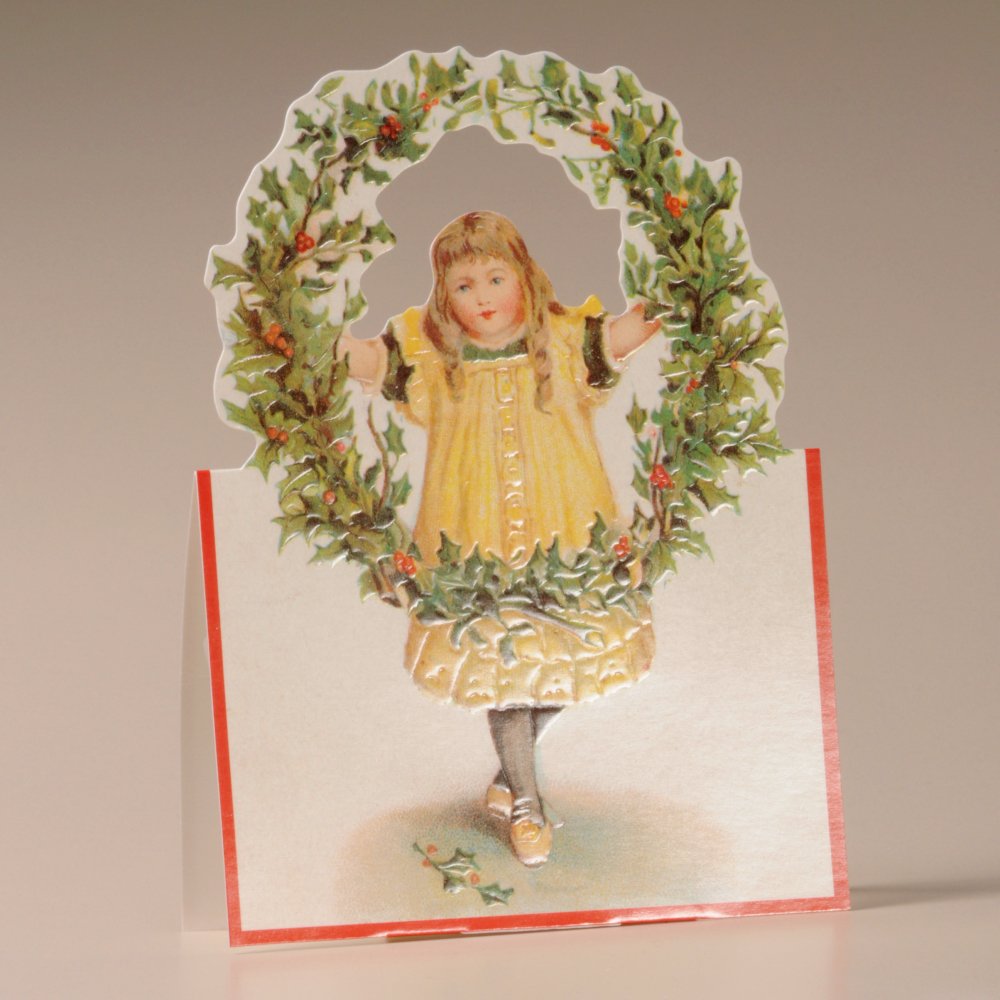 Mamelok CDC93054 Meisje en Hulst Nostalgische Kerstkaart