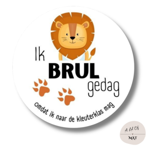 Traktatiesticker | Ik brul gedag | 20 stickers per vel