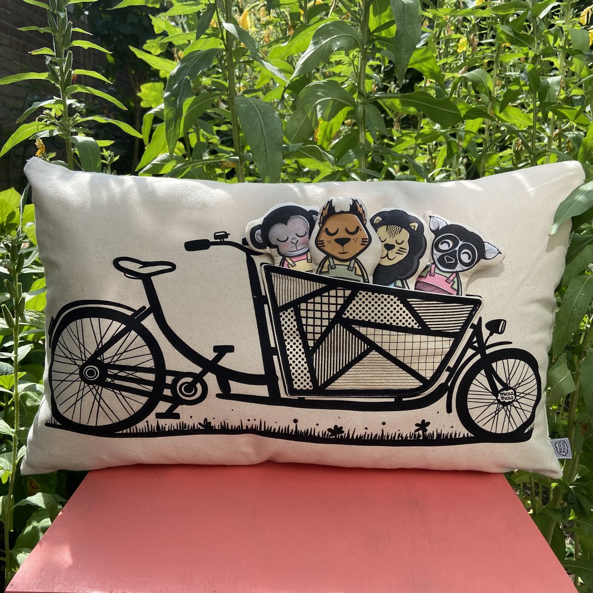 Interactive Organic Cotton Cushion Cover - Bakfiets