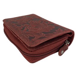 Wallet Women - Buffalo Leather - Leather - RFID - Flower Print - In 5 Colors