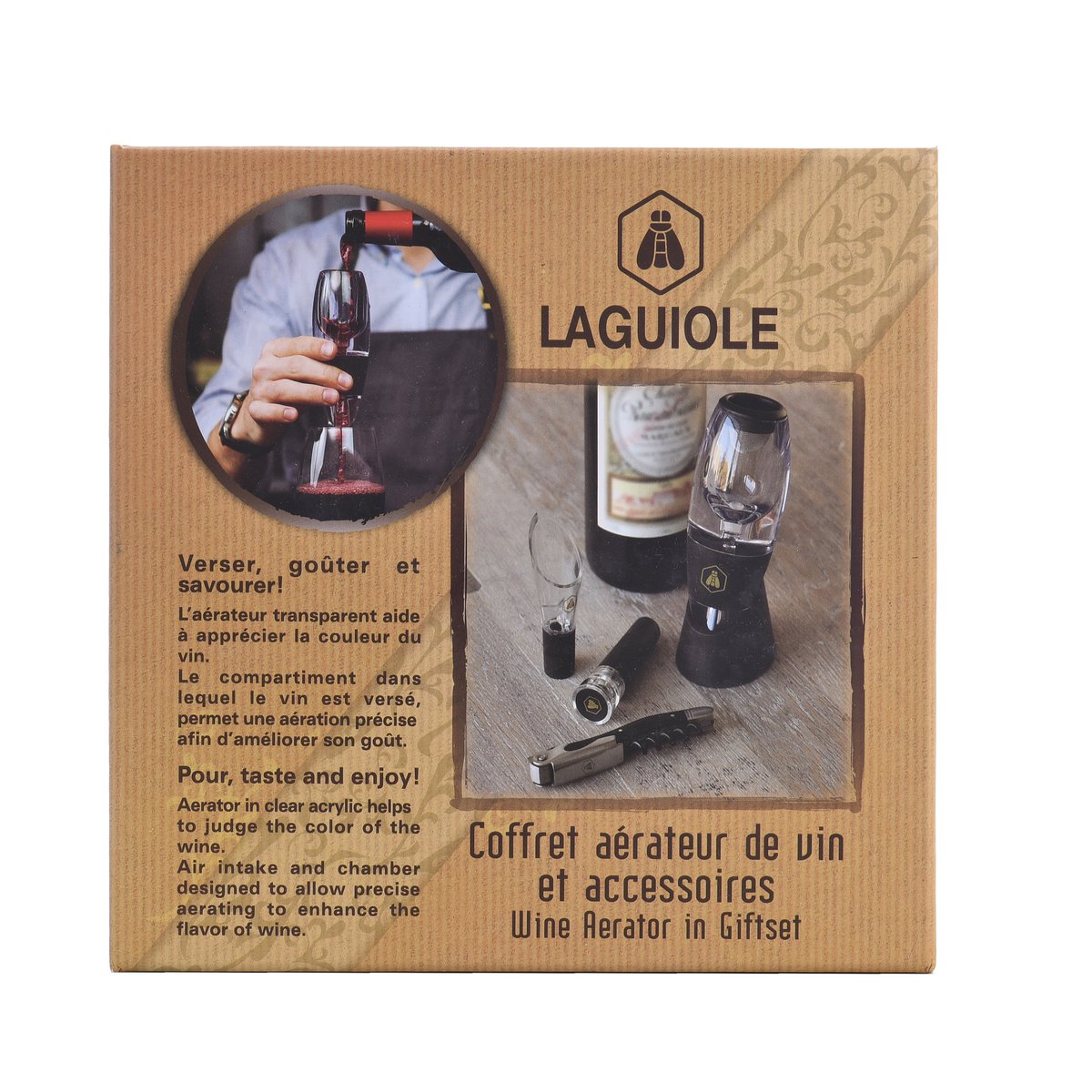 LAGUIOLE COFFRET VIN WINE AERATOR GIFTSET 4 ACCESSORIES