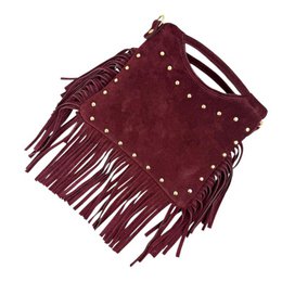 Split Leather Bag with Studs and Fringes. Promo 58045
