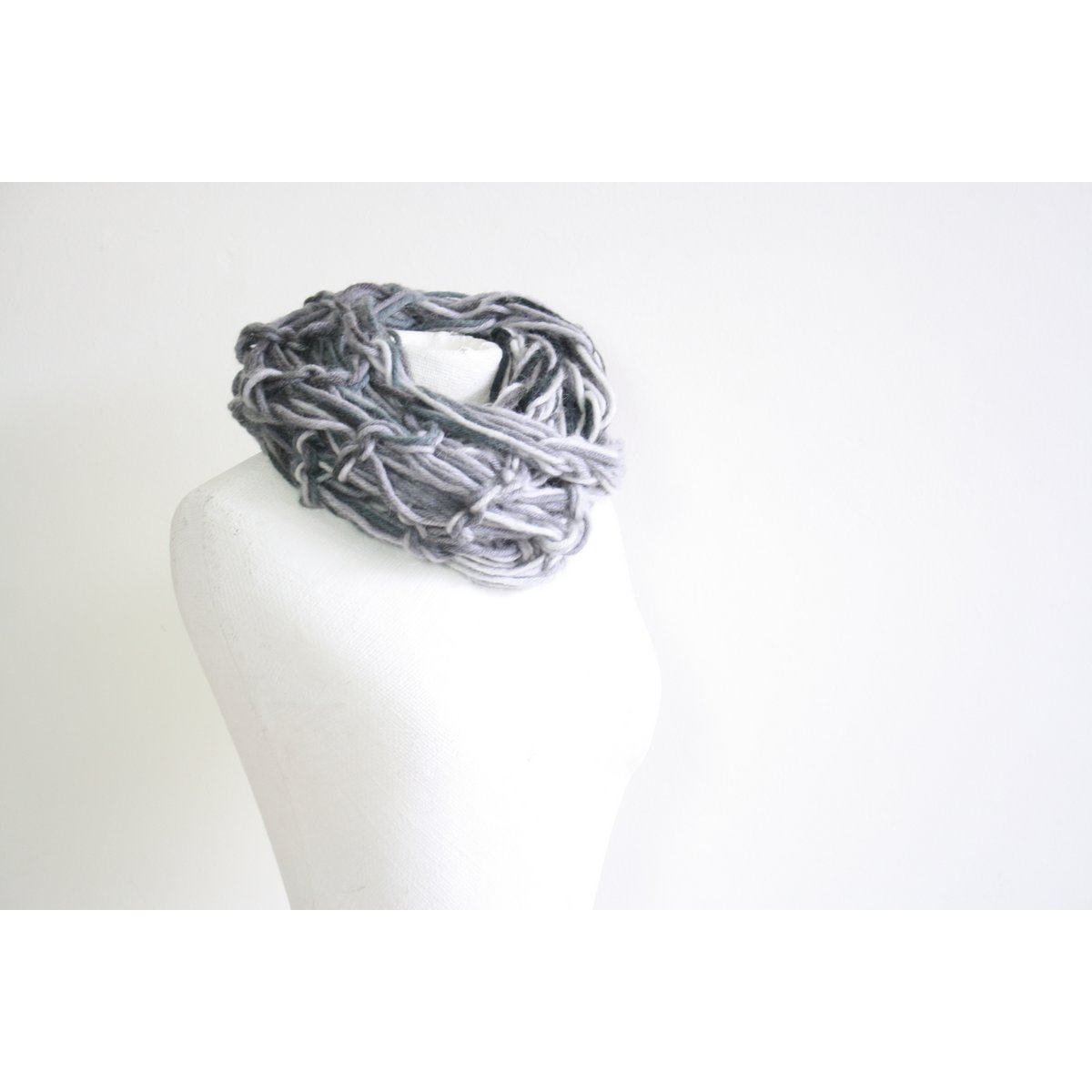 Dark green infinity scarf - wool