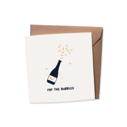 Set of 10 greeting cards with envelope | POP THE BUBBLES - PARTY | party - invitation - birthday - something to celebrate - birthday - just like that - champagne - bubbles - new year - anniversary | folded card - matte off-white - heavy quality bioto...