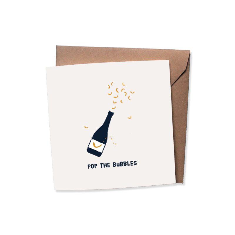 Set of 10 greeting cards with envelope | POP THE BUBBLES - PARTY | party - invitation - birthday - something to celebrate - birthday - just like that - champagne - bubbles - new year - anniversary | folded card - matte off-white - heavy quality bioto...