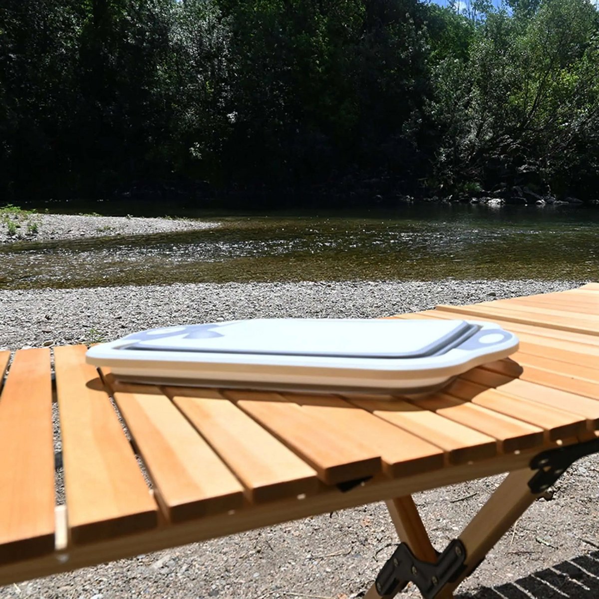 Zusammenklappbares Silikon-Campingwaschbecken – tragbares Schneidebrett