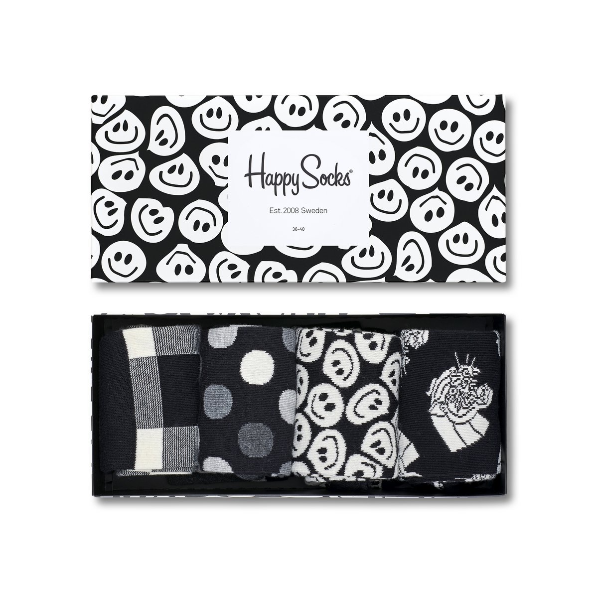 Happy Socks XBLW09-9003 Zwart & Wit Geschenkdoos