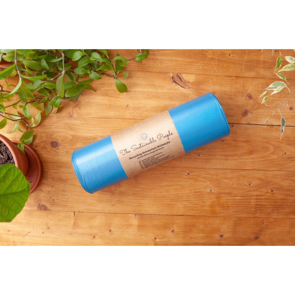 Recycled Heavy-Duty Garbage Bags 120l, 70 µm, blue