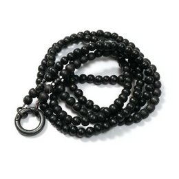 Long black interchangeable chain charm with black beads. Versatile accessory that can be worn in multiple ways.