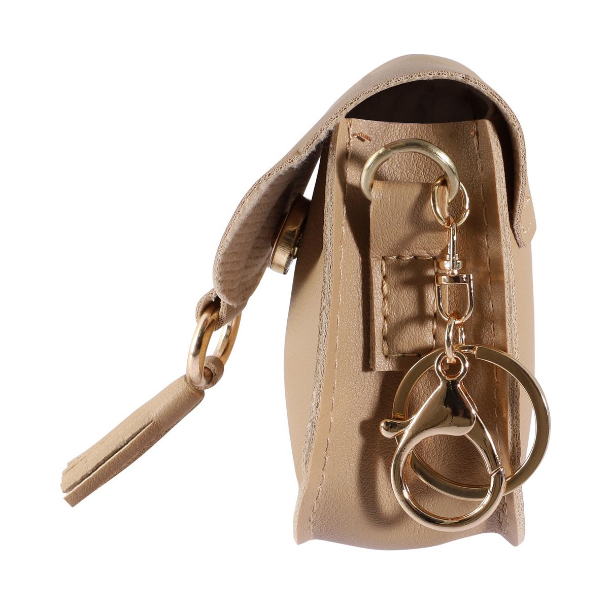Minitasje met karabijnhaak, kunstleer, beige