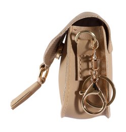 Minitasje met karabijnhaak, kunstleer, beige