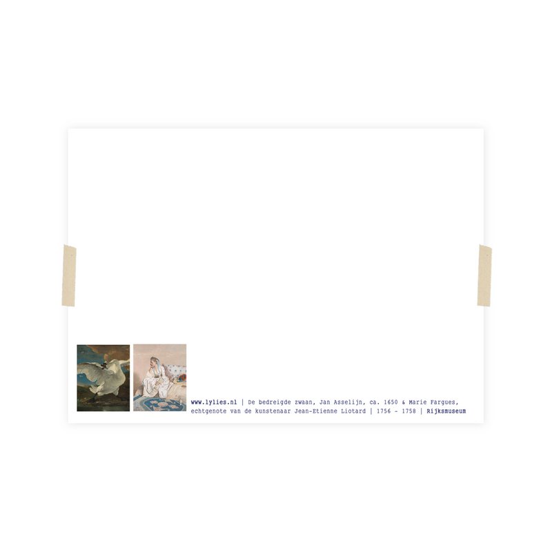 Postcard collage Museum-collectie - zwaan en dame