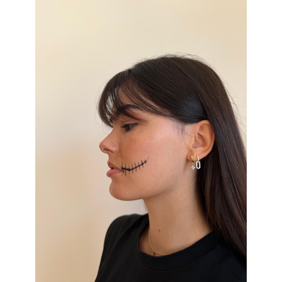 Tatuaje temporal: cicatrices en la boca x5