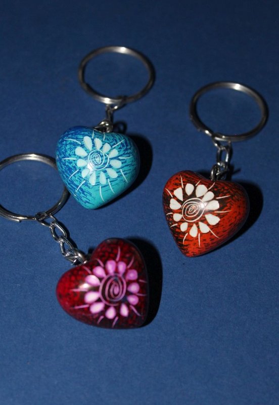 102 Schlüsselanhänger Mini Herz Blume - Speckstein