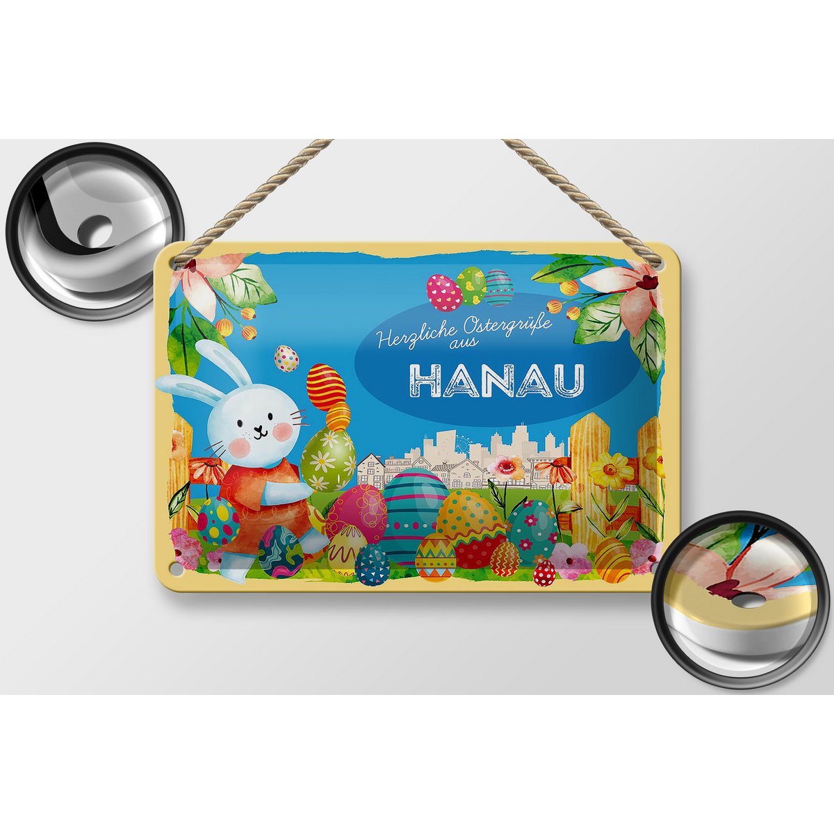 Targa in metallo Pasqua Auguri di Pasqua 18x12 cm Decorazione regalo HANAU