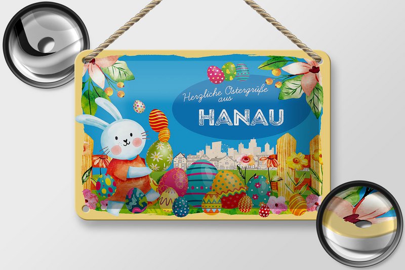 Targa in metallo Pasqua Auguri di Pasqua 18x12 cm Decorazione regalo HANAU