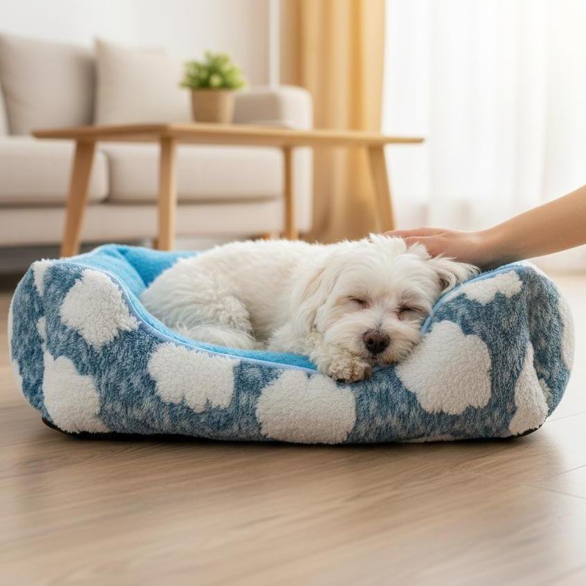 Yommy Cloud Cradle Pet Bed | Soft & Cozy Cotton Bed | Ideal for Fluffy Dogs and Cats | Warm Winter Padded Mattress | Fluffy & Plush Design | 3 Colors & 3 Sizes Available | Perfect for Home & Rest