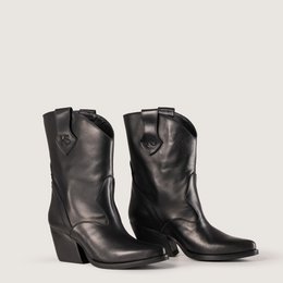 Bottines texanes en cuir noir Montana