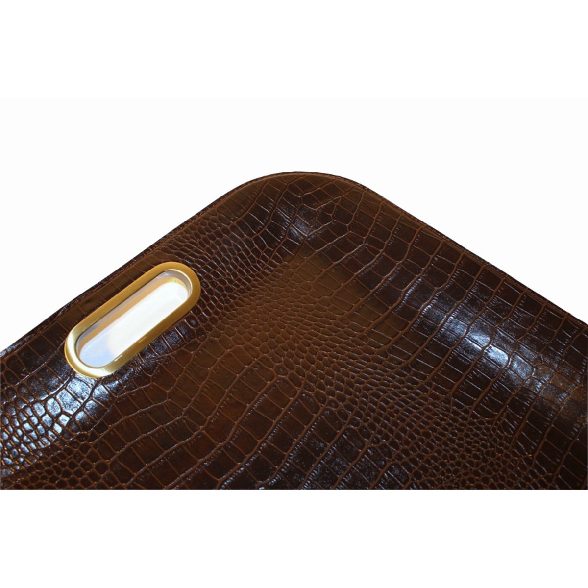 Comprimé de poignée plate rectangulaire Croco DK. cuir synthétique marron
