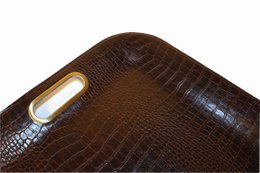 Comprimé de poignée plate rectangulaire Croco DK. cuir synthétique marron