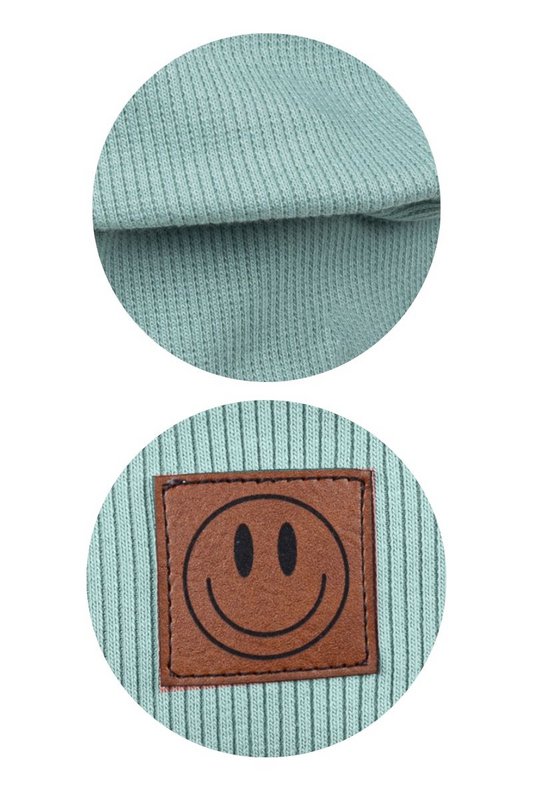 Komplet czapka i komin SMILE - bawełna - szałwiowy